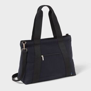 Open Story - Solid Canvas School Tote Bag - Open Story Black Black